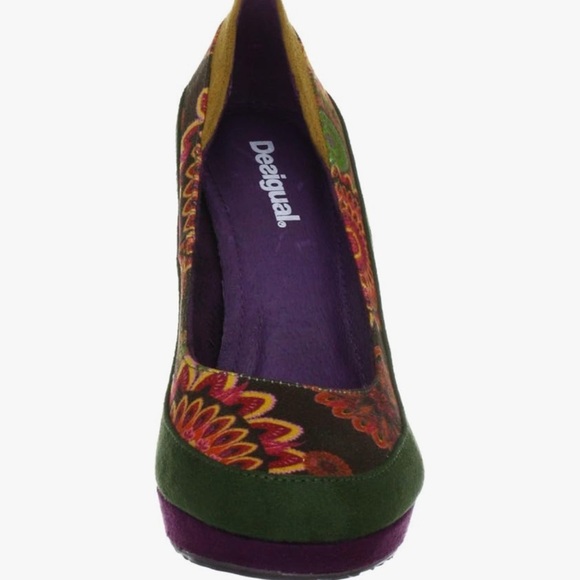Desigual Green and Purple Artistic Heels - Picture 4 of 11